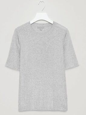 COS Silver Metallic Short Sleeve Knit Top